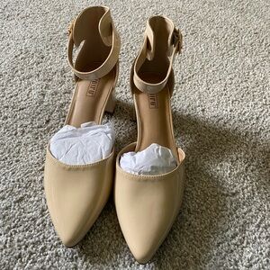 Women's Cream Ankle Strap Heels